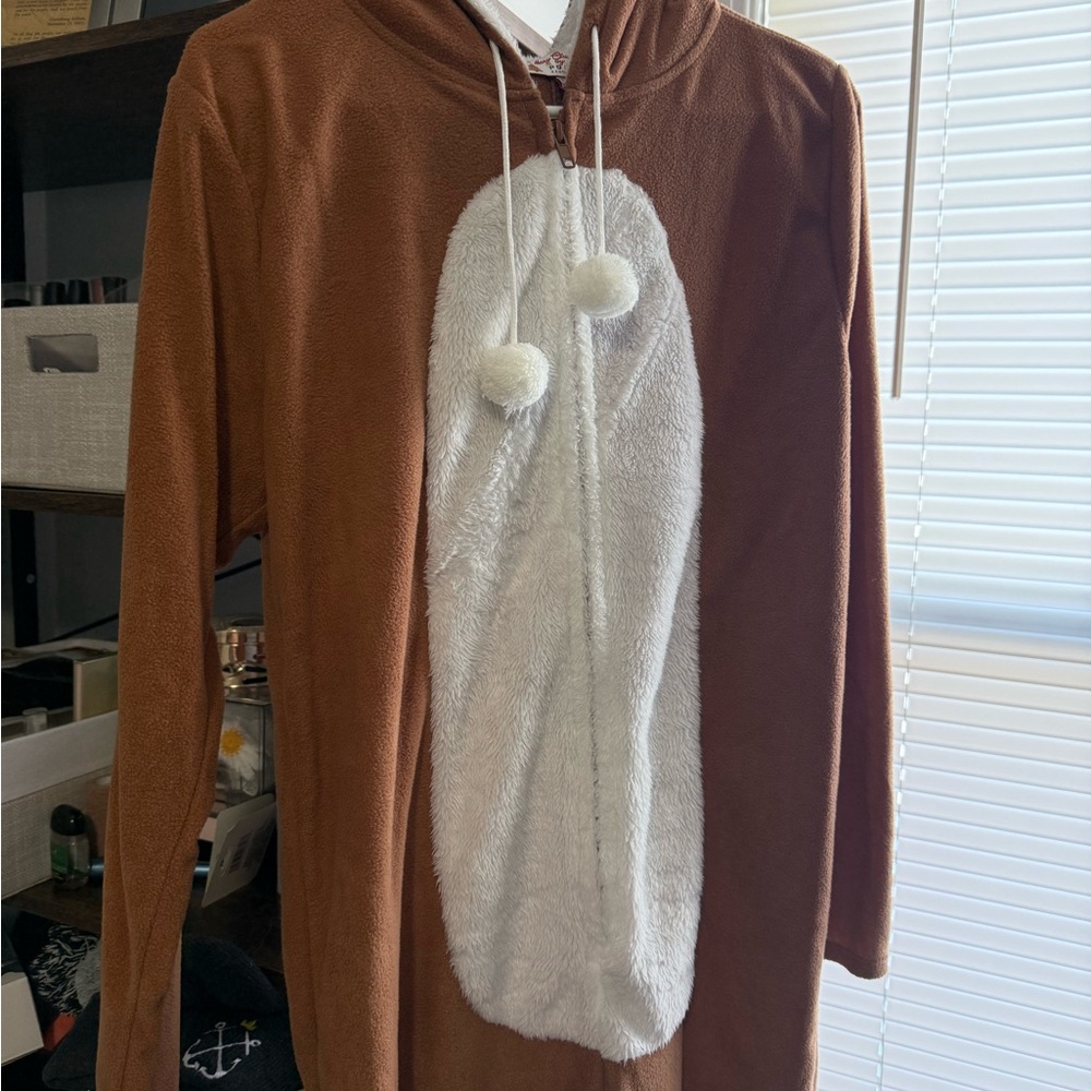 Brown Reindeer Onesie with Hood